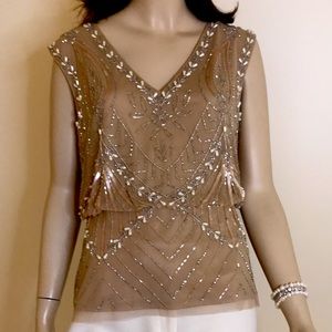 Adrianna Papell Peplum Beaded Top Size 12